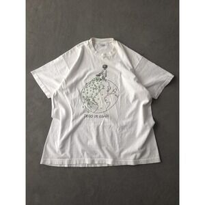 Vintage 90s Peas On Earth Funny White Cotton T-shirt Single Stitch Funny XXL